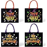 Y1tvei Halloween Big Luminous Canvas Tote Bag - 2Pcs Happy Halloween Trick or Treat Candy Bags, Ghosts Glow in the Dark, Reusable Grocery Shopping Bag Gift for Birthday Thanksgiving Christmas Party