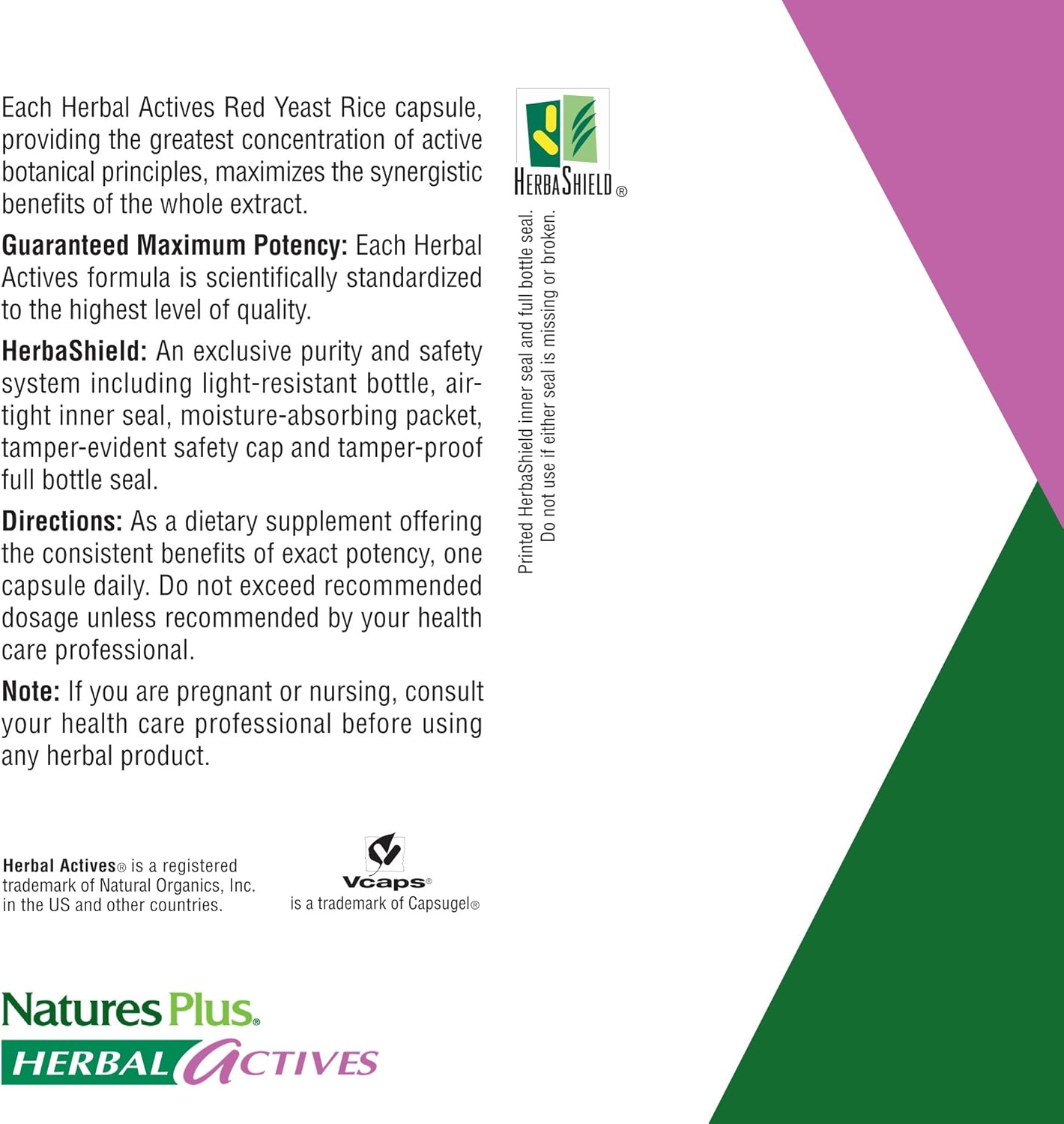 NaturesPlus Herbal Actives Red Yeast Rice - 600 mg, 120 Vegan Capsules - Maximum Potency Herbal Supplement, Cholesterol Support - Vegetarian, Gluten-Free - 120 Servings: Health & Personal Care