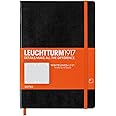 Leuchtturm1917 345312 Notebook Medium (A5), Whitelines Link, 121 numbered pages, black with orange elastic band fastener and page marker, dotted