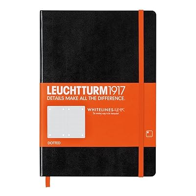 Leuchtturm Whitelines Link Medium Dotted Notebook [Black with Orange]