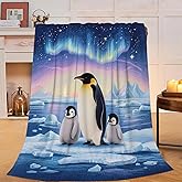 Penguin Blanket Cute Penguins Animal Throw Blanket Plush Cozy Fleece Ultra Soft Warm Fuzzy Stuff Bedding Nursery Toddler Baby Blankets Gifts for Boys Girls Kids Adult Men Women 40"X50"