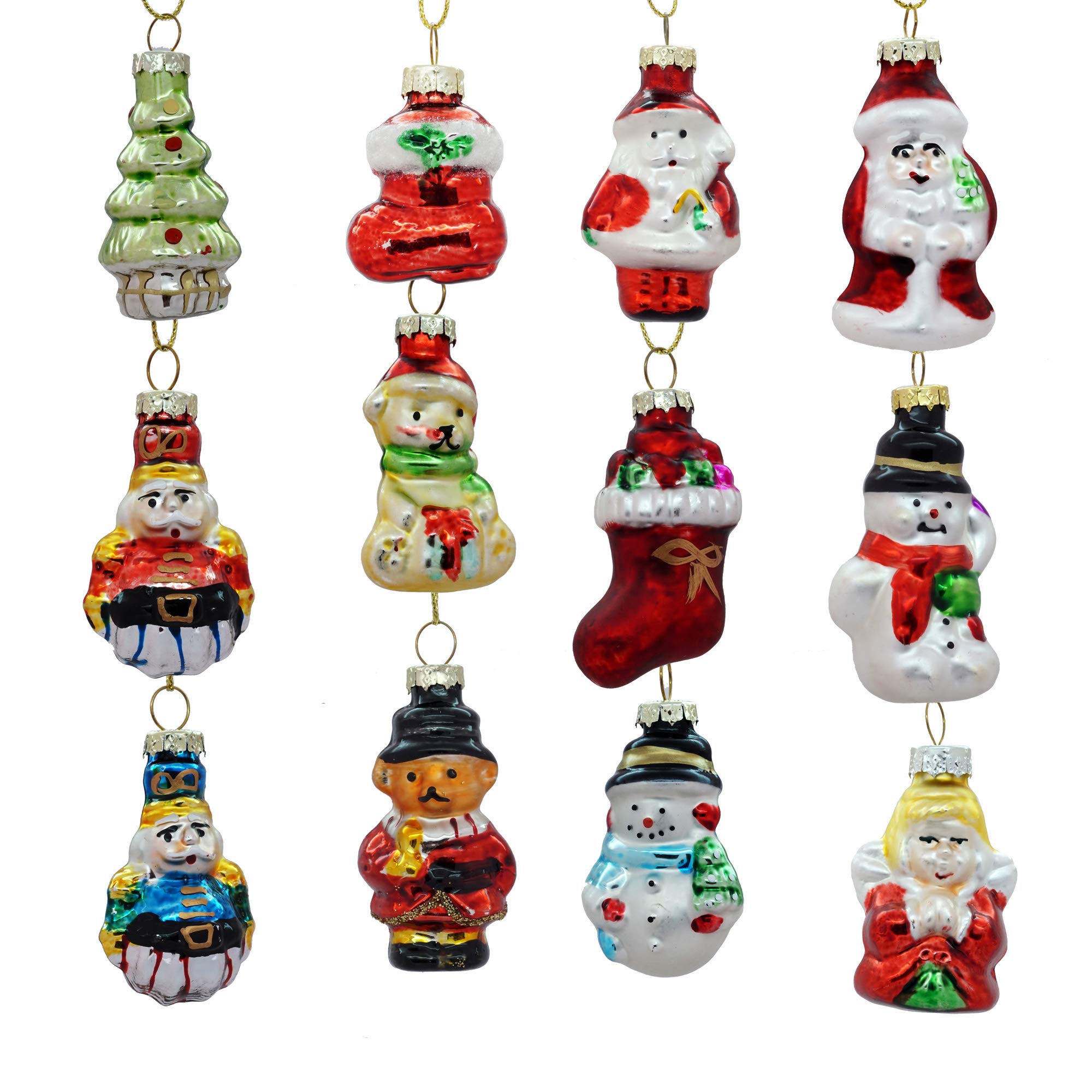 Christmas Tree Decorations Set of 12 Christmas Hanging Ornament Pendants Figures Santa Snowman