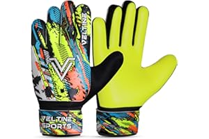 Veltine Sports Soccer Goalie Gloves for Kids Youth Junior Boys Funky Football Goalkeeper Gloves with Double Wrist Protection and 4mm Anti-Slip Strong Grip Palm