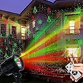 Christmas Projector Lights Outdoor Holiday Laser Lights Landscape Spotlight Red and Green Star Shower with 360 Accessibility Wireless Remote Christmas Decor for Xmas Party Outdoor Garden Patio Wall