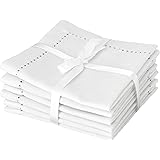 Now Designs Hemstitch Cocktail Small Napkins, Set of 6, White