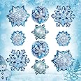 Sumind 10 Pieces Winter Large and Small Snowflake Balloons Snowflake Aluminum Foil Balloons for Christmas Winter New Year Birthday Theme Party Gift Supplies