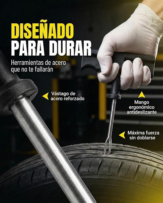 Kit Antipinchazos Coche, 15 Mechas, 2 Herramientas en T, Guantes y Cúter