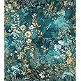 lenify Floral Peel and Stick Wallpaper Green Flower Contact Paper 16.9inch x 118.1inch Botanical Self Adhesive Wallpaper for Bedroom Bathroom Vintage Decorative Cabinet Removable Paper Vinyl Roll