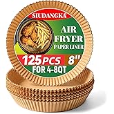 125Pcs Air Fryer Liners Disposable Parchment Paper for Ninja Air Fryer | Parchment Paper Liners for most 4-8QT AirFryer Basket, Air Fryer Accessories, BPA-Free, Heat Resistant 450&deg;F, Non-Stick