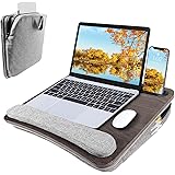 Lap Desk Laptop Bed Table: Home Office Portable Computer Lapdesk with Soft Pillow Cushion and Storage Bag - Wood Wide Writing