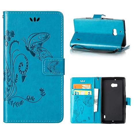 MOONCASE Lumia 930 Hülle, Schmetterling Tasche Pu Leder Klappetui Bookstyle Schutzhülle für Nokia Lumia 930 Handyhülle Magnet