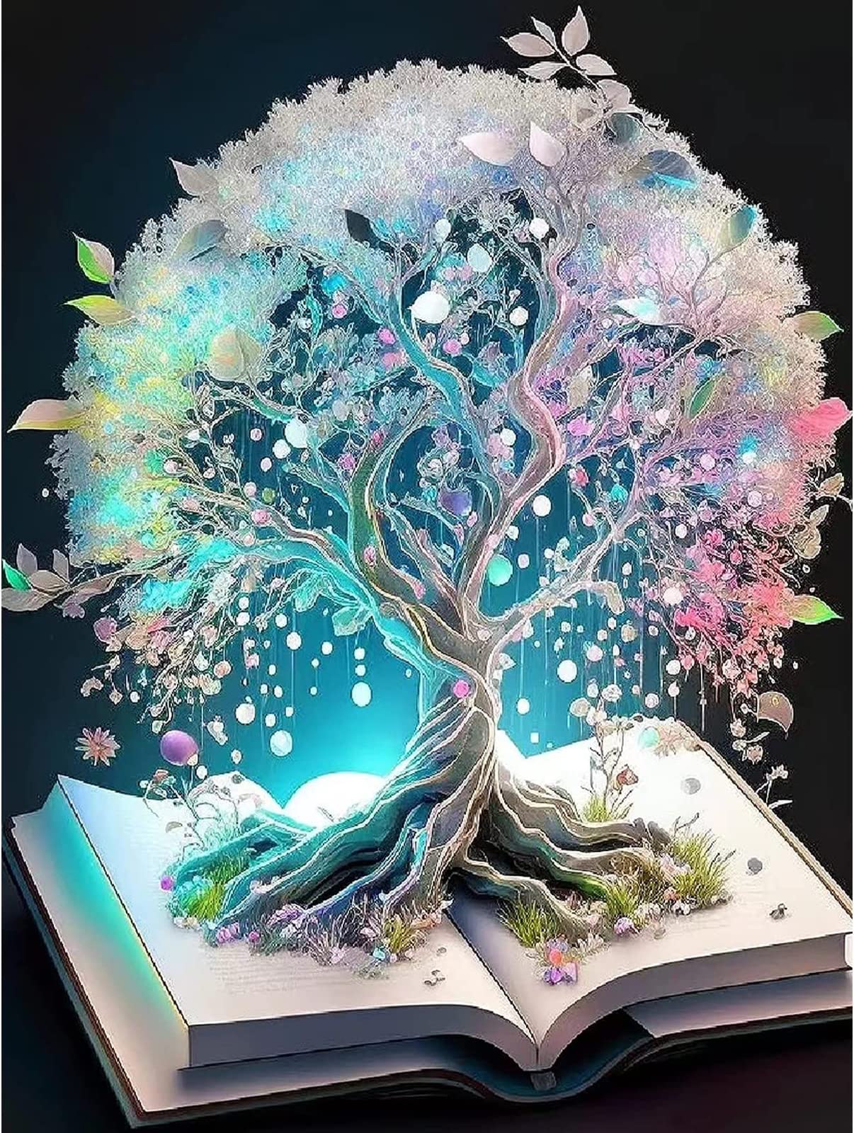 JPHYLL DIY 5D Diamond Painting Kits for Adults Diamond Art White Tree of Life Diamond Painting Full Drill Crystal Rhinestone Embroidery Craft Kits for Home Wall Decor Gifts 12X16Inch