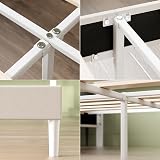 Zinus Piper Double Upholstered Bed Frame with Headboard 135 x 190 cm Off White view 6
