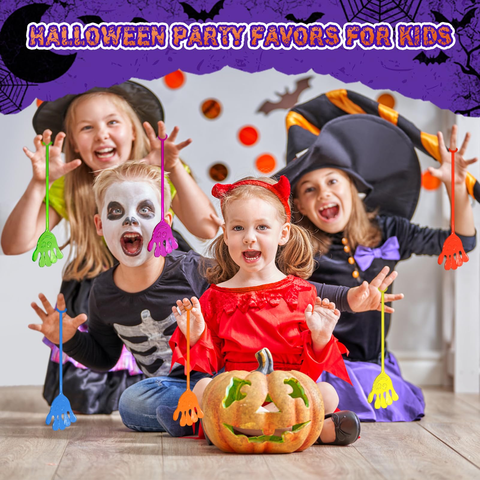 Sticky Hands Bulk 48 PCS Party Favors for Kids 4-8 8-12 Stretchy Sticky Hand Toy Halloween Goodie Bag Stuffers Fillers Treasure Box Toys for Classroom Prizes Students Gifts Birthday Party Supplies
