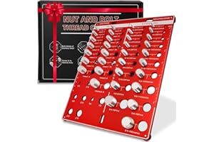 GIMYUAN Thread Checker, 34 Nut & Bolt Thread Size Checker with 8 Drill Bit Gauge, Thread Gauge Identifier for 19 Standard & 15 Metric, Solid Aluminum Board Steel Bolts, Red