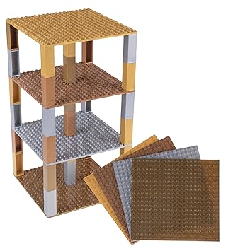 Stapelbare Premium-Bauplatten - inkl. 2x2-Bausteinen - kompatibel mit allen großen Marken - für Turm-Konstruktionen - Set aus