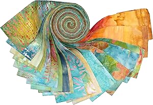 Textile Creations Indonesian Batik 2.5'' Strips Pack 20 Pcs Turquoise