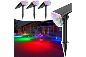 JSOT 600Lumen Halloween Decor Solar Spot Lights, 7 Color Changing Solar Outdoor Waterproof Landscape Lights, 24LED Christmas Solar Powered SpotLights for Garden Yard Pathway Trees Sidewalk-RGB 4 Pack