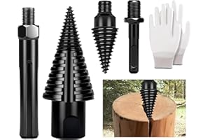 TOKCKYBL Premium Firewood Log Splitter Drill Bit Set with Detachable Design, 50mm Heavy Duty Wood Splitting Screw Cone - 2 replaceable drill bits & Handles for Electric Drill, Kindling Splitter - 6PCS