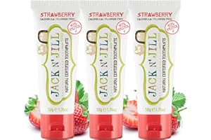 Jack N' Jill Natural Toddler Toothpaste - Fluoride Free Training Toothpaste for Toddlers 1-3, 40% Xylitol, BPA Free - Strawberry, 1.76 oz (Pack of 3)