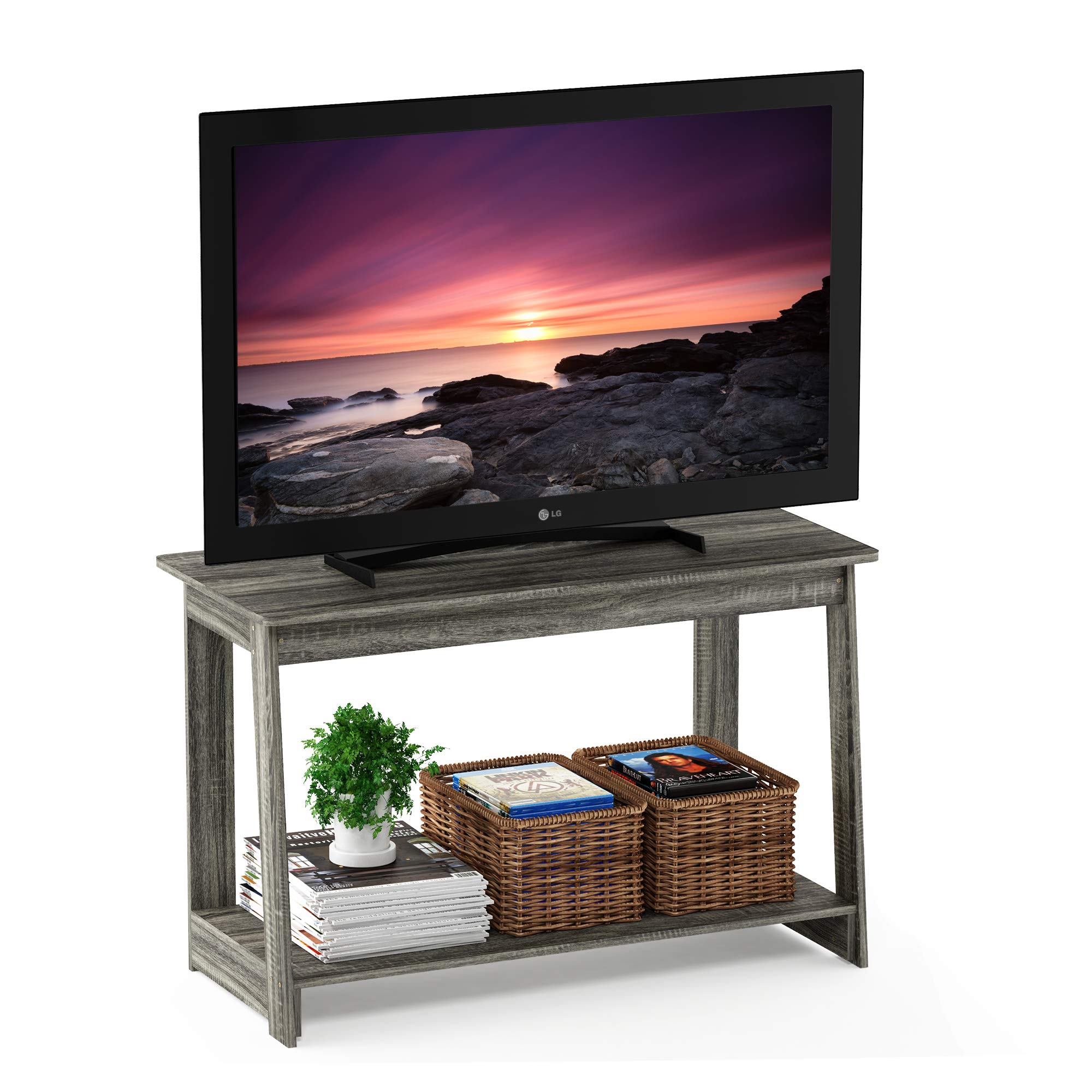 Furinno 18041GYW Beginning TV Stand, French Oak Grey LAVORIST