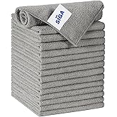 MR.SIGA Microfiber Cleaning Cloths, All Purpose Microfiber Towels, 15 Pack | Lint free microfiber cleaning towels, gray, 30 x 30 cm(11.8 x 11.8 inch)