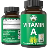 Certified Organic Vitamin A 5000 IU Supplement Capsules. High Potency | Vitamins for Adults, Men, Women, Kids. Made with Carrot Juice. Great for Immune, Skin, Eye Support. Vegan Pills