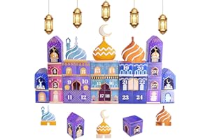 HOMGATY Ramadan Advent Calendar, 30 Days Eid Mubarak Countdown Calendar Decorations DIY Refillable Ramadan Advent Gift Box Ramadan Mubarak Cardboard Number Gift Boxes for Eid Ramadan Party Supplies
