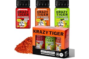 KRAZY TIGER Spicy Seasoning Mix - Korean Spice, Kimchi, Taco Flavors - Ramen Topping, BBQ Spice Blend, All-Purpose Seasoning for Meats, Popcorn, Pizza, Sausage & Steak- 3 Pack (3.52 oz Each)