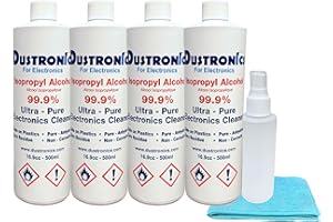 Ultra Pure Isopropyl Alcohol 99.9%, 500ML, 4 Pack with Bonus Mini 4 oz Spray Bottle & Micro Fibre Cloth