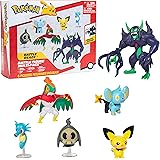 Pokémon Figure Battle Ready Set with 4.5" Deluxe Action Grimmsnarl, 6 Pieces - Includes 2" Pichu, Duskull, Shinx, Hawlucha & 