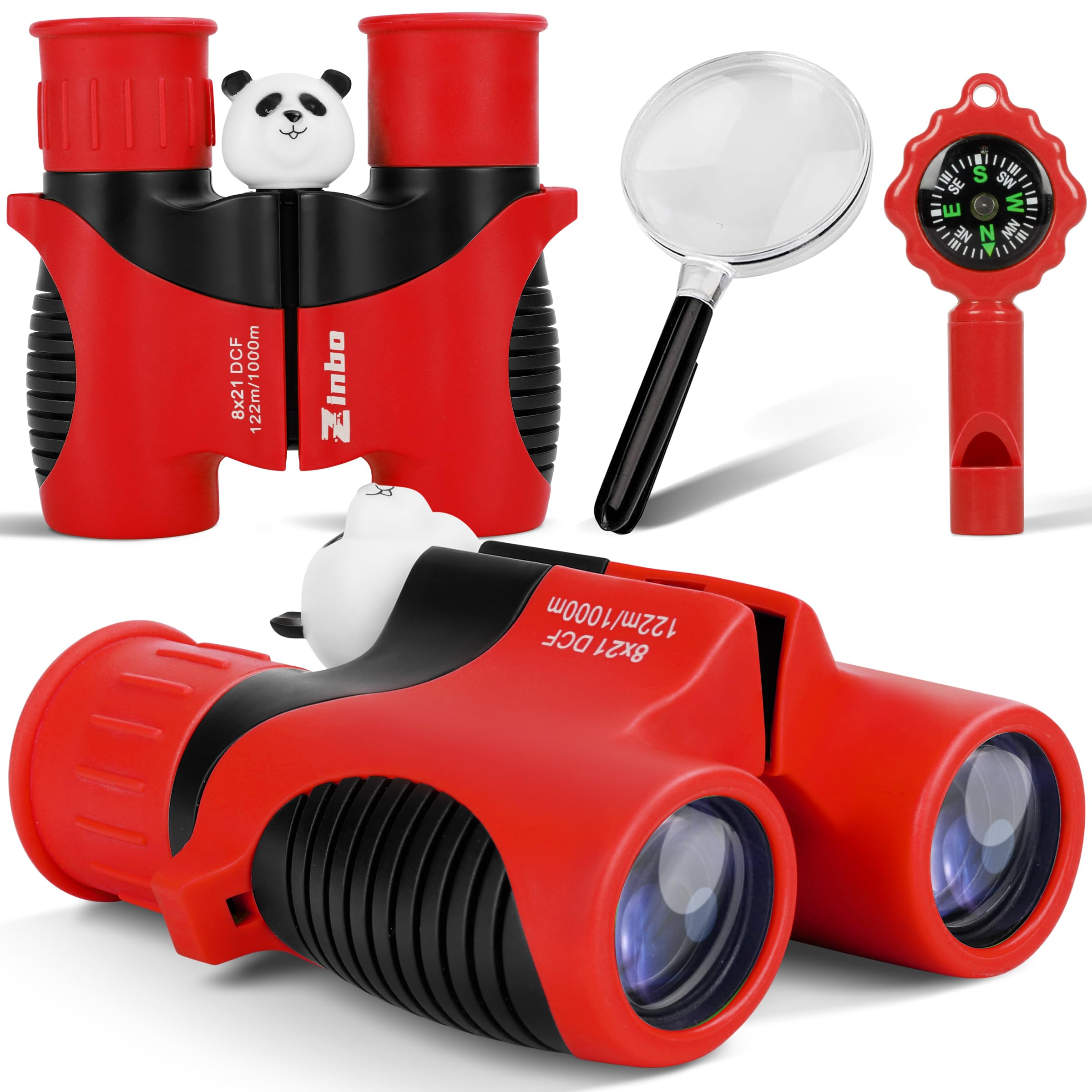 Binoculars for Kids, Toys for 3-12 Year Old Girls and Boys, Bird Watching Hiking 4 5 6 7 8 9 10 Year Old Girl Boy Christmas Birthday Gifts, Outdoor Toys for Kid Set with Magnifying Glass & Compass — image 1