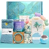 Get Well Gifts for Women, 9pc Happy Birthday Self Care Package Spa Bath Blue Gift Box for Women Who Have Everything New Mom Girl Grandma Coworkers Mother Christmas