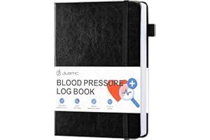 JUBTIC Blood Pressure Log Book: Daily/Weekly Health Journal – Track BP, Pulse, Medications & Symptoms – Hypertension Management Planner for Seniors & Adults – Compact 5.6"x8.5" (140 Pages)-Black