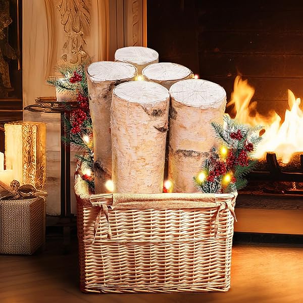 LARGE BIRCH LOGS FIREPLACE DECOR BIRCH WOOD FOR DECORATIVE DIY CRAFTS NATURAL LOGS GAS FIREPLACE LOG FIRE WOOD LOGS FOR DECOR CHRISTMAS 3.1-4 IN DIA (SET OF 5)