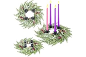 YLOLUL 5 Pieces Christmas Wreath Advent Candle Holder Candle Centerpiece Decoration Christmas Advent Wreath with Candles Advent Candle Holder Wreath for Home School Advent Fireplace Church Decor (Classics)