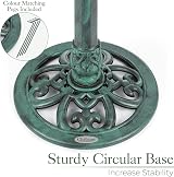 CHRISTOW Garden Bird Bath Resin Pedestal 60cm Victorian Green view 4