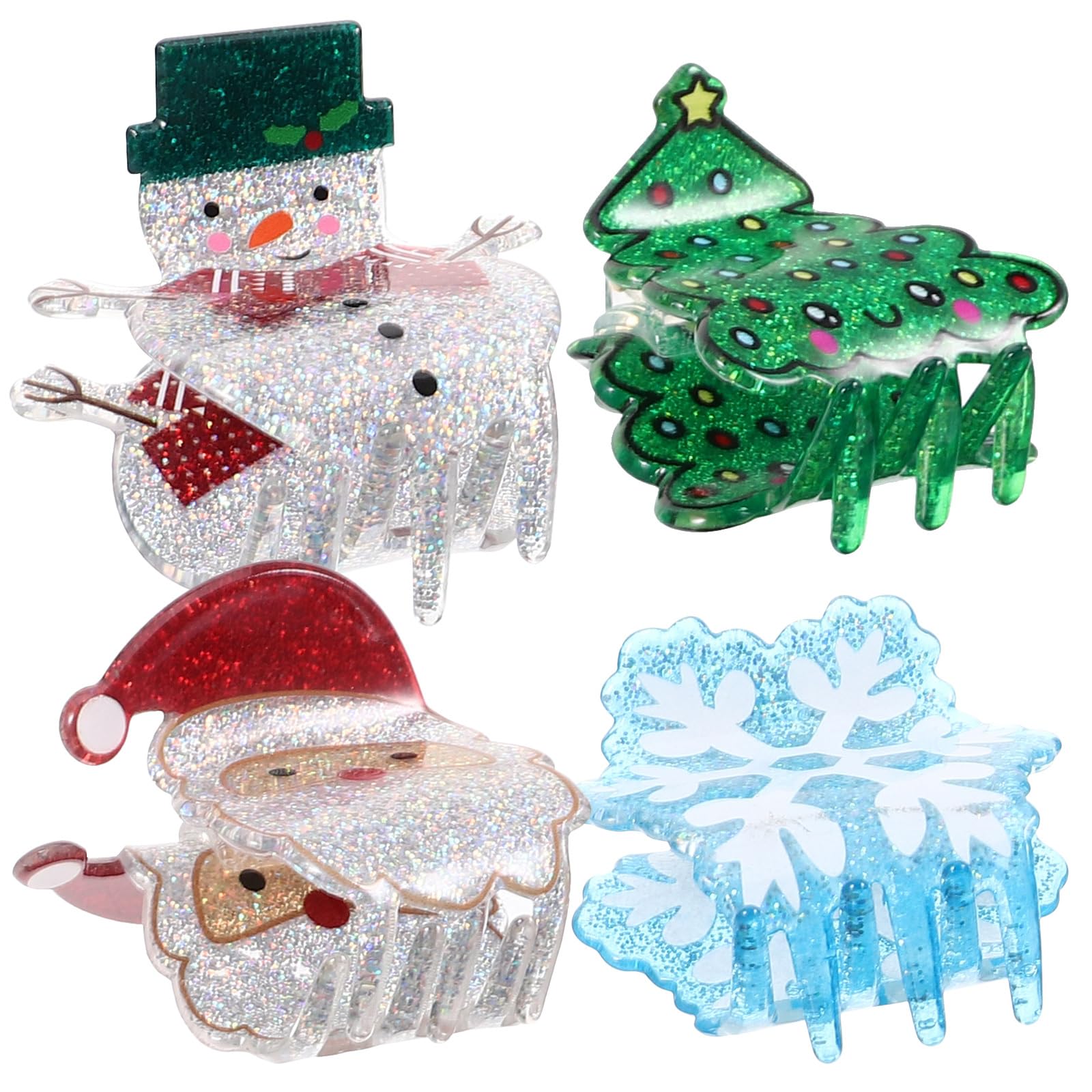 Beavorty 4pcs Christmas Hair Clips for Women Girls Hair Claw Clips Non-slip Strong Grip Hair Clamps Jaw Clip Hair Styling Accessories for Holiday Ponytail Bun Holder