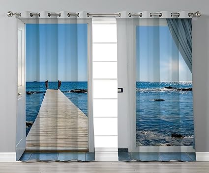 Amazon Com Iprint Satin Grommet Window Curtains Beach Theme Decor