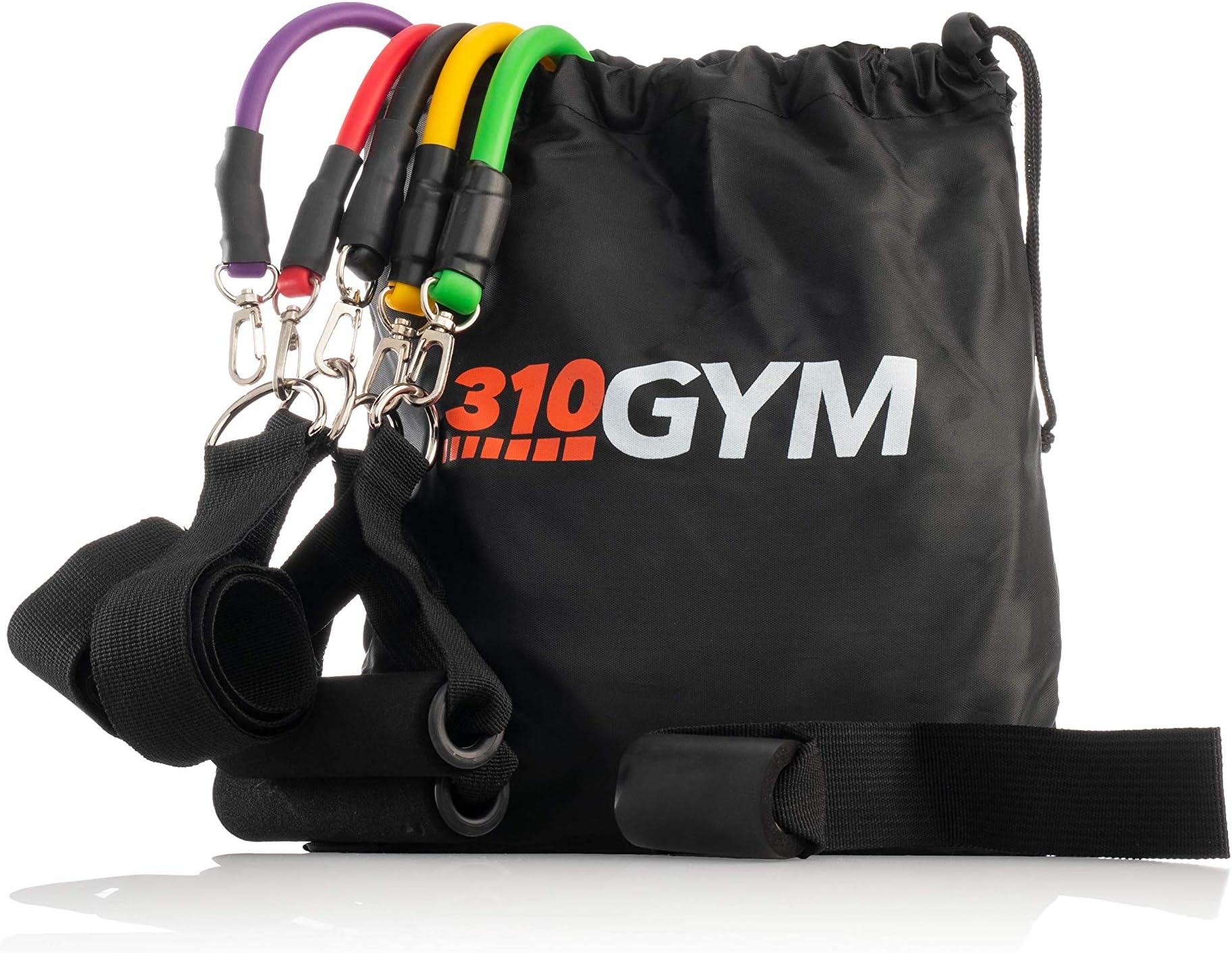 Gym Kit - 5-Piece Latex Resistance Band Set with Handles, Door Anchor & Carry Bag | Full-Body Home Workout System for Strength, Mobility & Toning