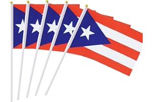 KIND GIRL 25 Pack Hand Held Small Mini Flag Puerto Rico Flag Puerto Rican Stick Flag Round Top National Country Flags,Party Decorations Supplies For Parades,World Cup,Festival Events,International Festival