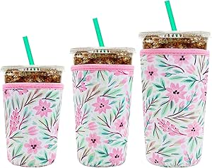 AUEKLLW 3-Pack Reusable Neoprene Coffee Sleeves – Fits 16-32oz Cups, Cute Black Leopard Print 5 thumbnail image