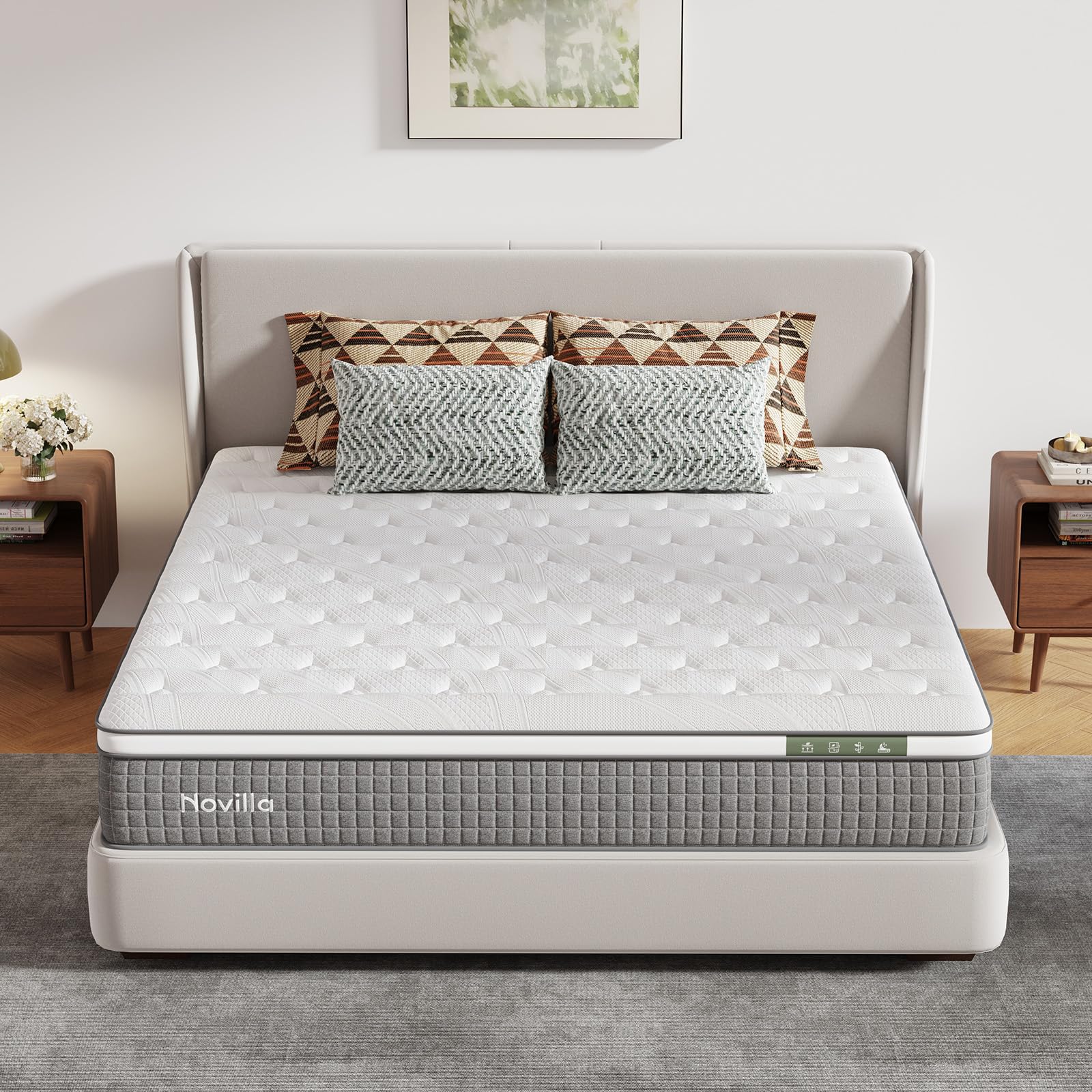 Photo 1 of Novilla 12 Inch Full Size Mattress, Hybrid Mattress Full with Pocketed Coils & Gel Infused Memory Foam & Nylon Cooling Fabric for Motion Isolation & Pain Relief Comfort CertiPUR-US Certified