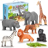 Learning Minds Jumbo Jungle Animals Set 8 Toy Safari Zoo Figures 18 Months+ view 1