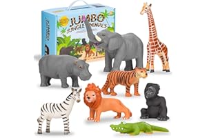 Learning Minds Set of 8 Jumbo Safari Animals Figures - Zoo Animals for Toddlers 1-3 - Jungle Animals Figures - Toy Animals for Kids Age 18 Months Plus - Animal Toys for Kids 1,2,3 Years Old