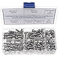 HVAZI #8-32 UNC Stainless Steel Phillips Pan Head Machine Screws Nuts Flat Washers Assortment Kit