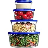 Vtopmart 4 Pack Glass Bowls with Lids (1, 2, 4, 7 Cup), Food Storage Containers, Meal Prep and Leftovers Keeper, Lunch Container, Microwave, Dishwasher & Freezer Safe