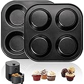 Yomvzake Air Fryer Muffin Pan, 2 Pack Cupcake Molds for Air Fryer Toaster Oven, Nonstick Cupcake Baking Pan for Counter Top Oven Small Oven