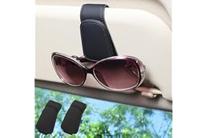 CARLWIN 2-Pack Sunglass Holder for Car Visor, Premium Leather Sunglasses Holder, Magnetic Visor Sunglasses Holder Clip, Fits Most Car Visors (Black)