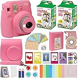 Fujifilm Instax Mini 9 Instant Kids Camera Flamingo Pink with Custom Case + Fuji Instax Film Value Pack (40 Sheets) Accessori